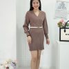 Elegant Knit Wrap Dress（LA10849) E