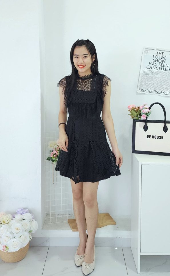 Luxury Black Premium Lace  Dress（8803）C39