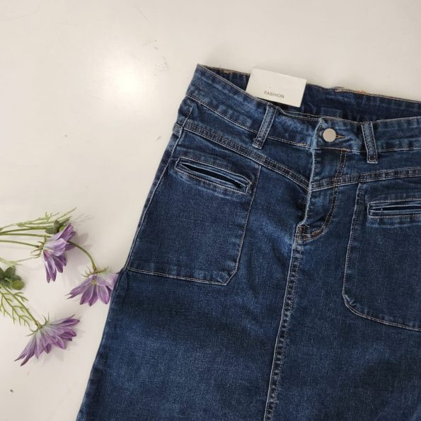 Premium Denim Midi Skirt (LF8505)C15