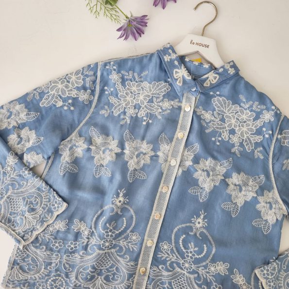 高品仿牛仔Batik Floral 时装上衣 (7263)