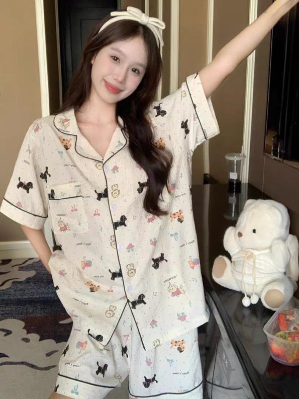 Super Comfy 睡衣set Puppy (3件套-上衣+长裤+短裤) (276)