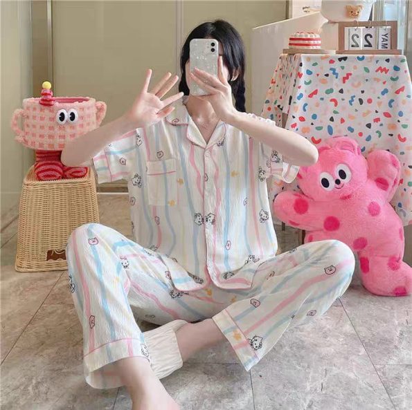 Super Comfy 睡衣set Kitty (3件套-上衣+长裤+短裤) (169)
