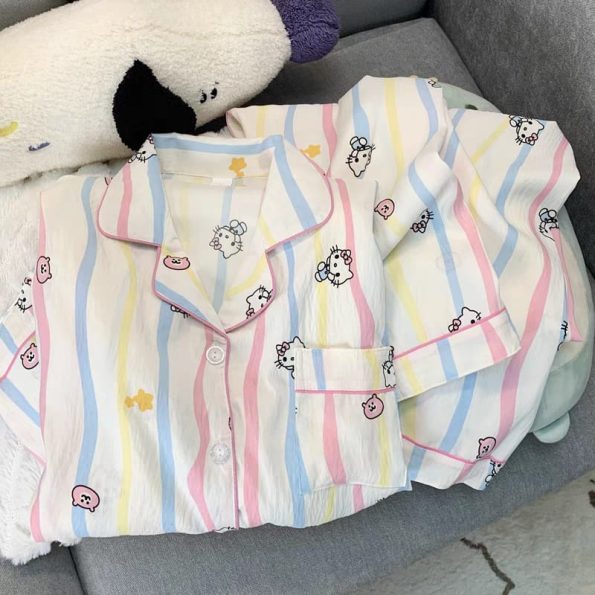 Super Comfy 睡衣set Kitty (3件套-上衣+长裤+短裤) (169)