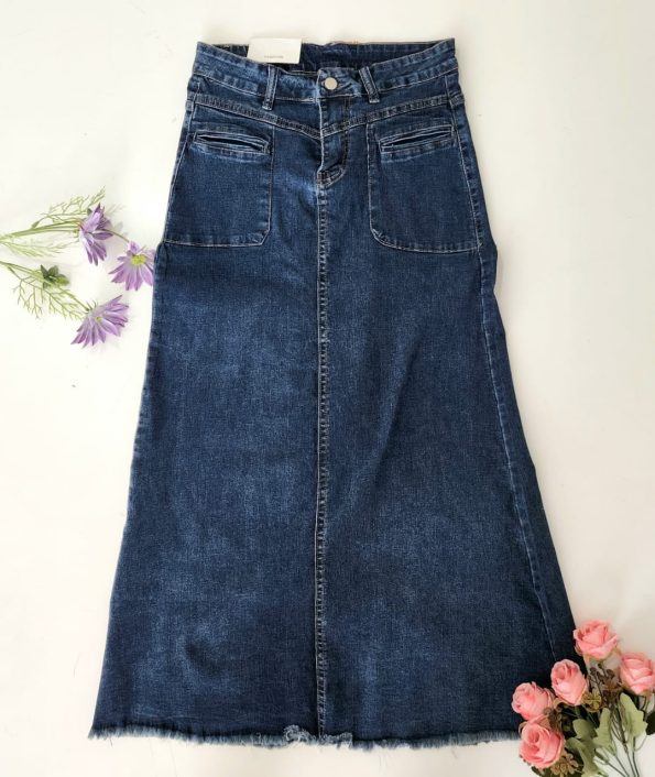 Premium Denim Midi Skirt (LF8505)C15