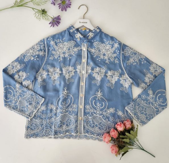 高品仿牛仔Batik Floral 时装上衣 (7263)