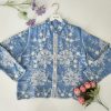 高品仿牛仔刺绣Floral 时装上衣 (7262)