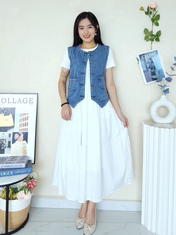 Denim马甲外套衫 (8902)C22