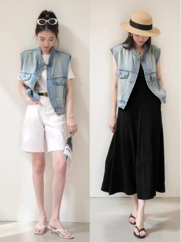 Denim马甲外套衫 (5818)