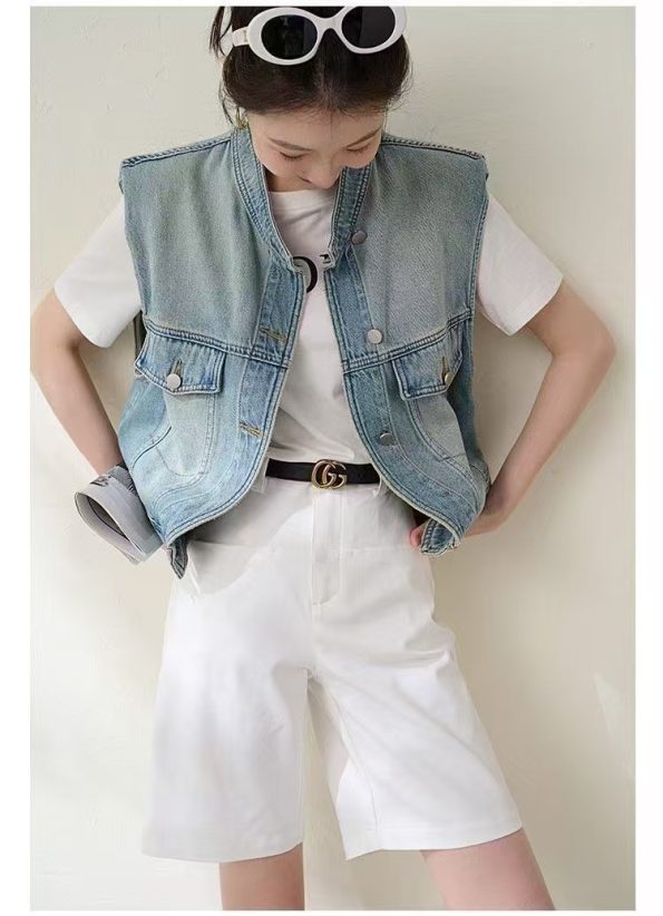Denim马甲外套衫 (5818)