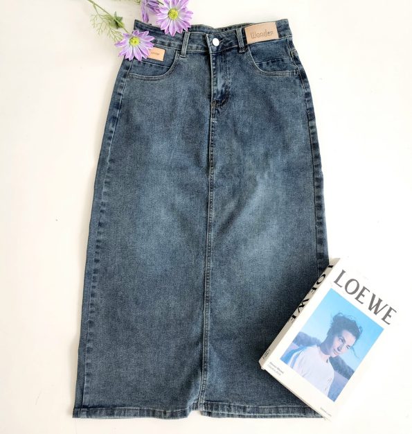 Premium Denim Midi Skirt (9813)