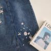 Embroidery Denim Midi Skirt (9805)