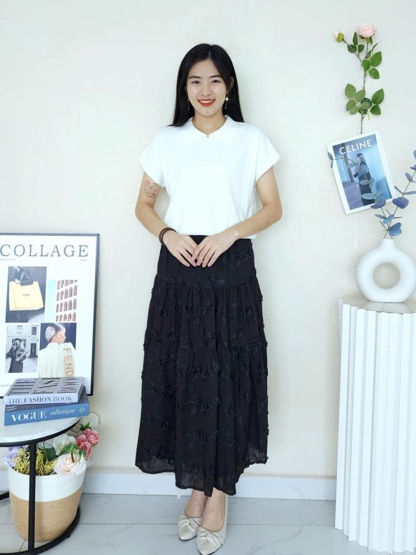 升级版3D桐花半身裙Midi Skirt (8886)