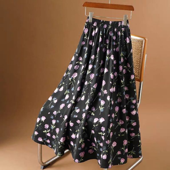 法式风玫瑰气质 Midi Skirt (036)