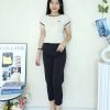 高品撞色棉针织时装上衣 (1380)