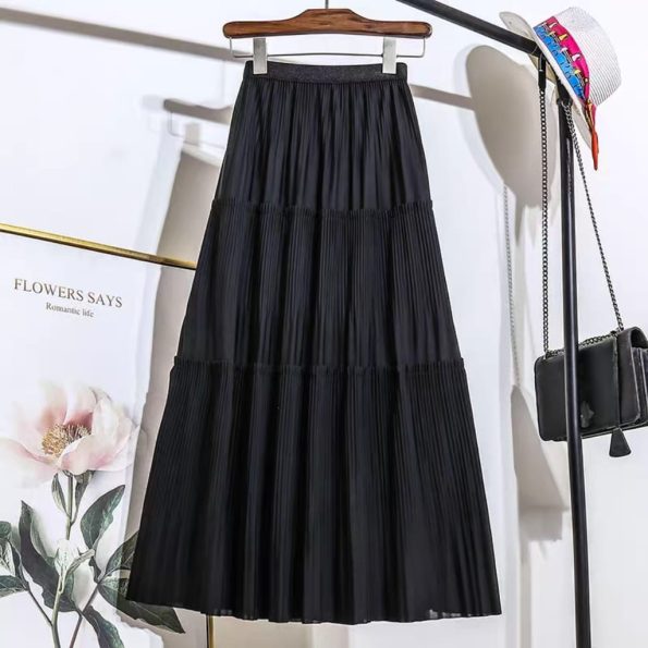 Korean Pleated Midi Skirt (1253)