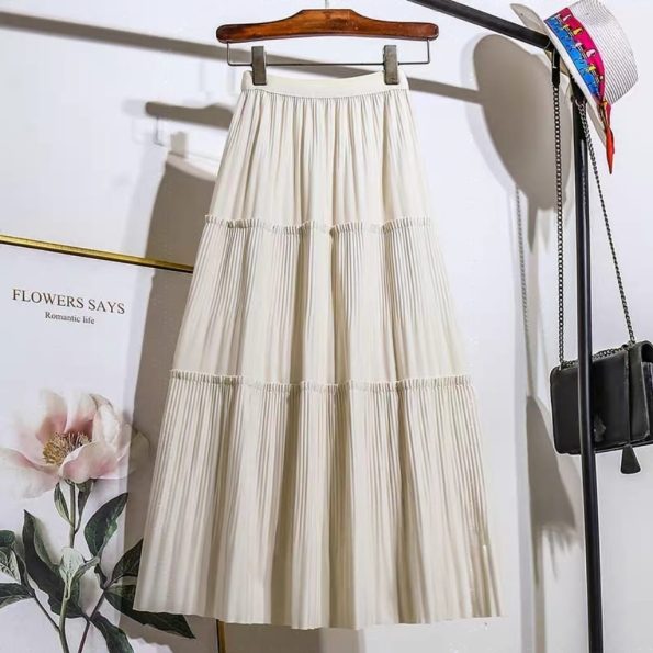 Korean Pleated Midi Skirt (1253)
