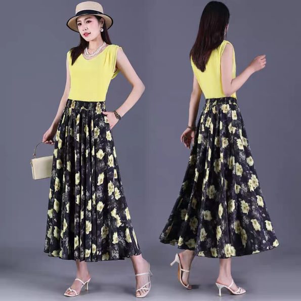 Premium Floral Midi Skirt (310）B24