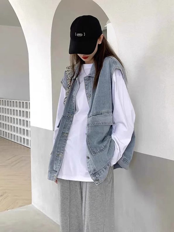 Denim马甲外套衫 (6001)