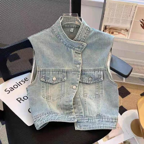 Denim马甲外套衫 (5818)