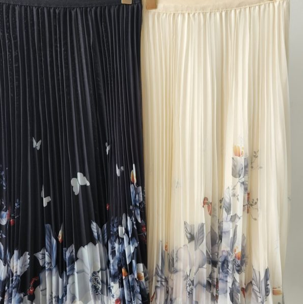 新中式 Pleated Mesh Midi Skirt (1196)D35