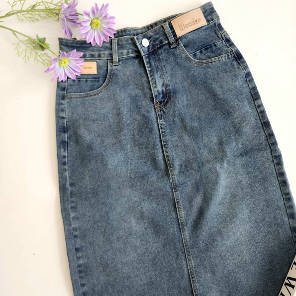 Premium Denim Midi Skirt (9813)