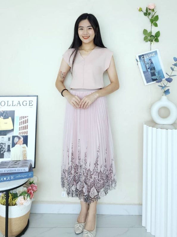 Batik Pleated 双面 Midi Skirt (3031)D35