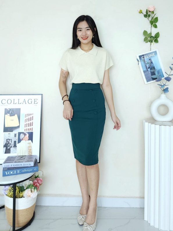 高品西装 Button Midi Skirt (521)