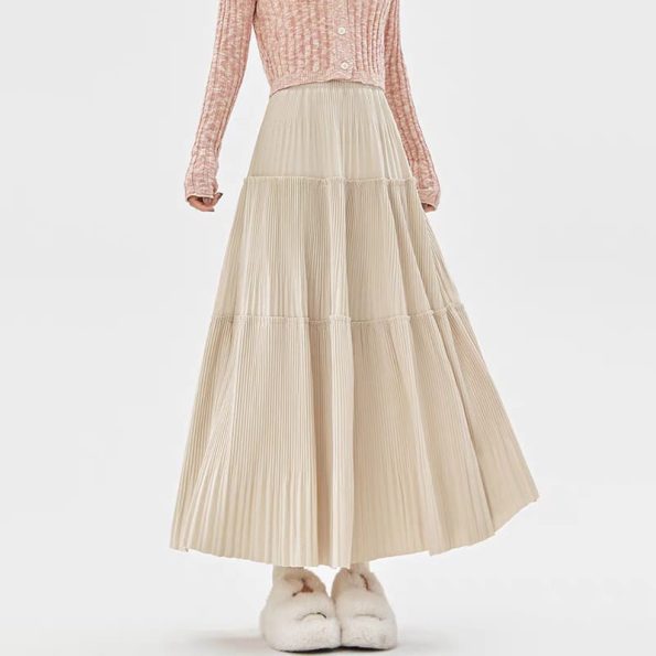 Korean Pleated Midi Skirt (1253)