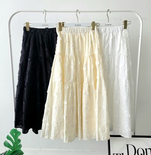 升级版3D桐花半身裙Midi Skirt (8886)