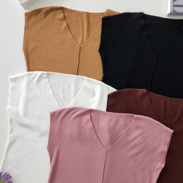 V Neck Soft Knit Top (2846)C23