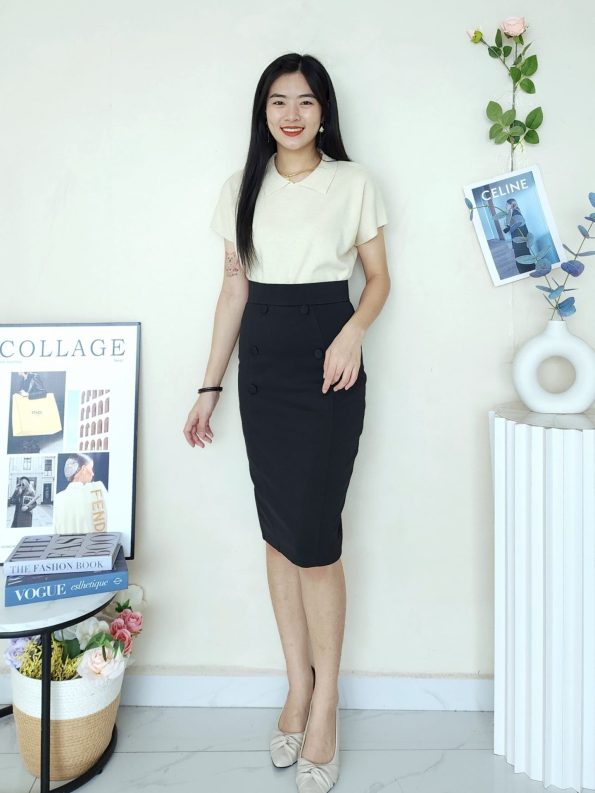 高品西装 Button Midi Skirt (521)