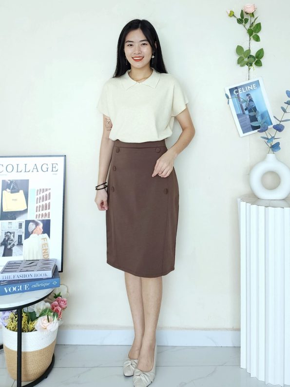 高品西装 Button Midi Skirt (521)