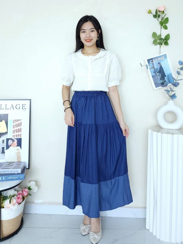 Denim Premium Midi Skirt (1065) E