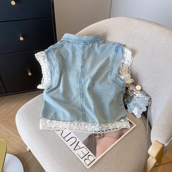 Denim 外套拼接蕾丝 (657)