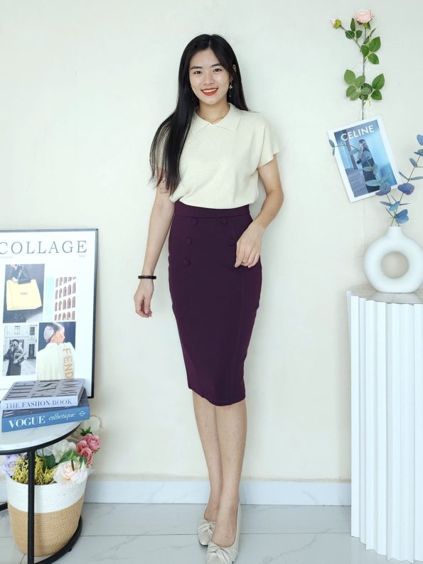高品西装 Button Midi Skirt (521)