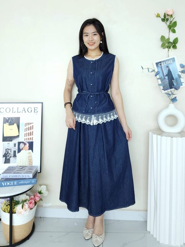 高品牛仔套装 (Top+Skirt) (8831)B36