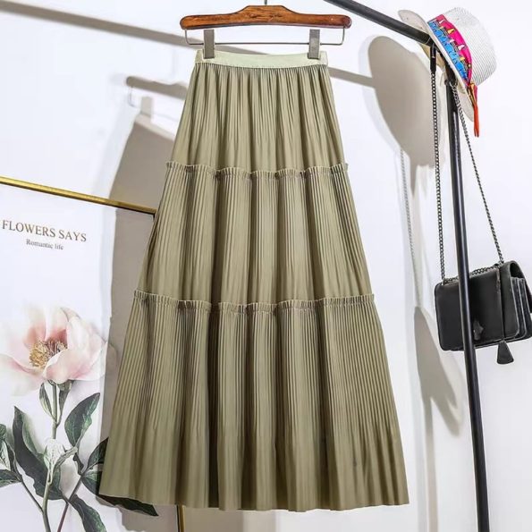 Korean Pleated Midi Skirt (1253)