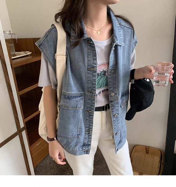 Denim马甲外套衫 (6001)