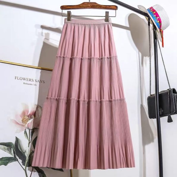 Korean Pleated Midi Skirt (1253)