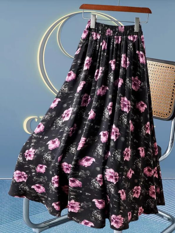 Premium Floral Midi Skirt (310）B24