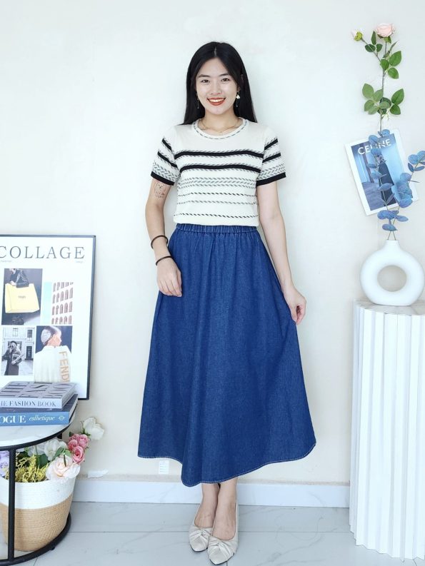 Premium Denim Midi Skirt (811) B26