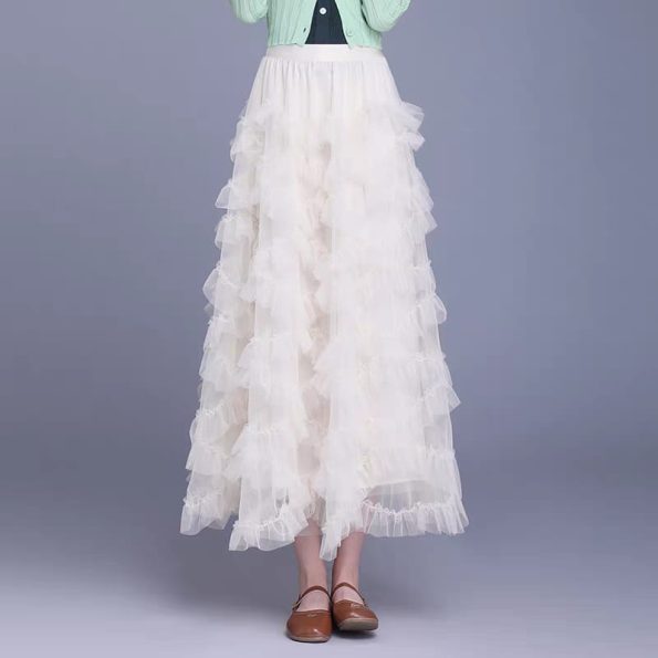 Premium Mesh Midi Skirt (1533)