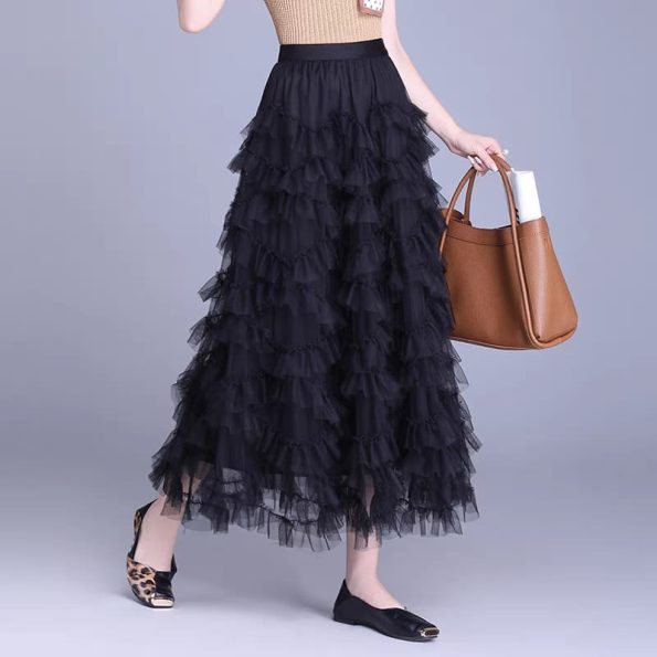 Premium Mesh Midi Skirt (1533)