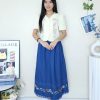 高品碎花牛仔半裙 (1378)