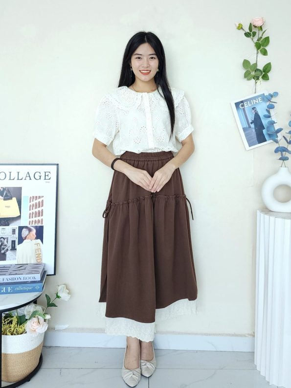 Premium Velvet Midi Skirt (9855)