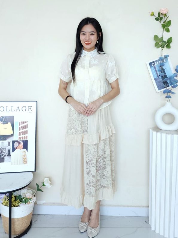 法式风设计款 Lace Midi Skirt (8789)