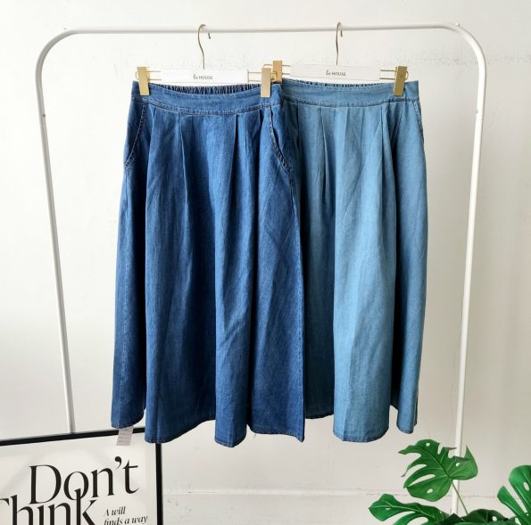 Premium Denim Midi Skirt (有双口袋) (1371)