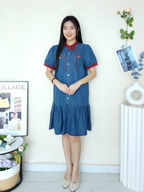新中式Denim连身裙 (A168)