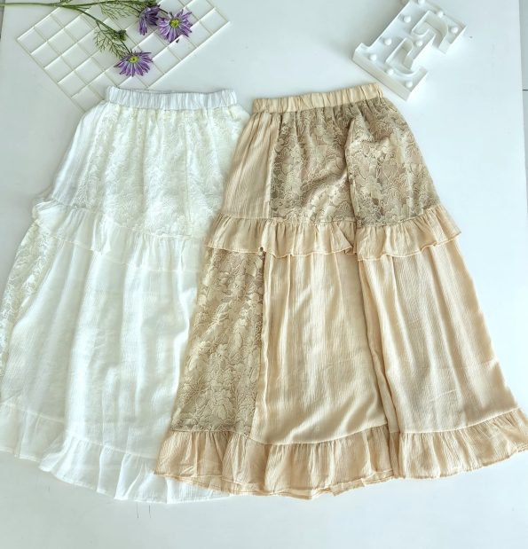 法式风设计款 Lace Midi Skirt (8789)