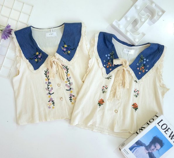 韩式Denim领绣花衫 (5001)